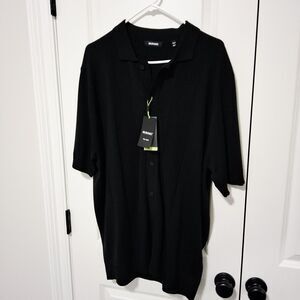 NWT Murano Men's Big & Tall Liquid Luxury Knit Shirt Short-Sleeve Black Size XLT